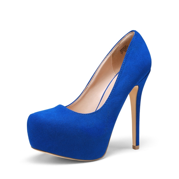 High Heel Stiletto Platform Pumps - ROYAL BLUE SUEDE -  0